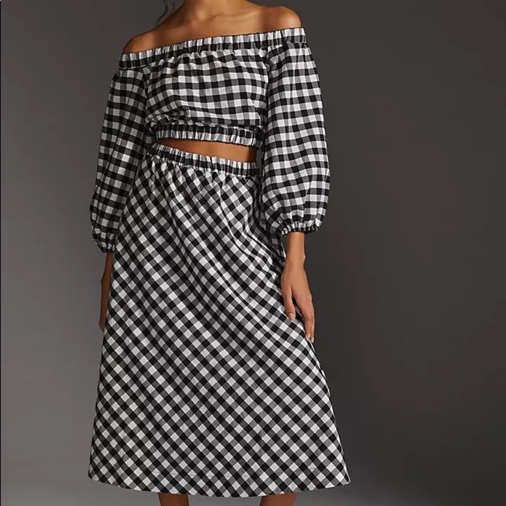 NWT Anthropologie Maeve Gingham Skirt set